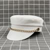 British Flat Top Hat Women'S Chain Decorative Octagonal Hat Trendy Versatile Beret Simple Spring And Summer