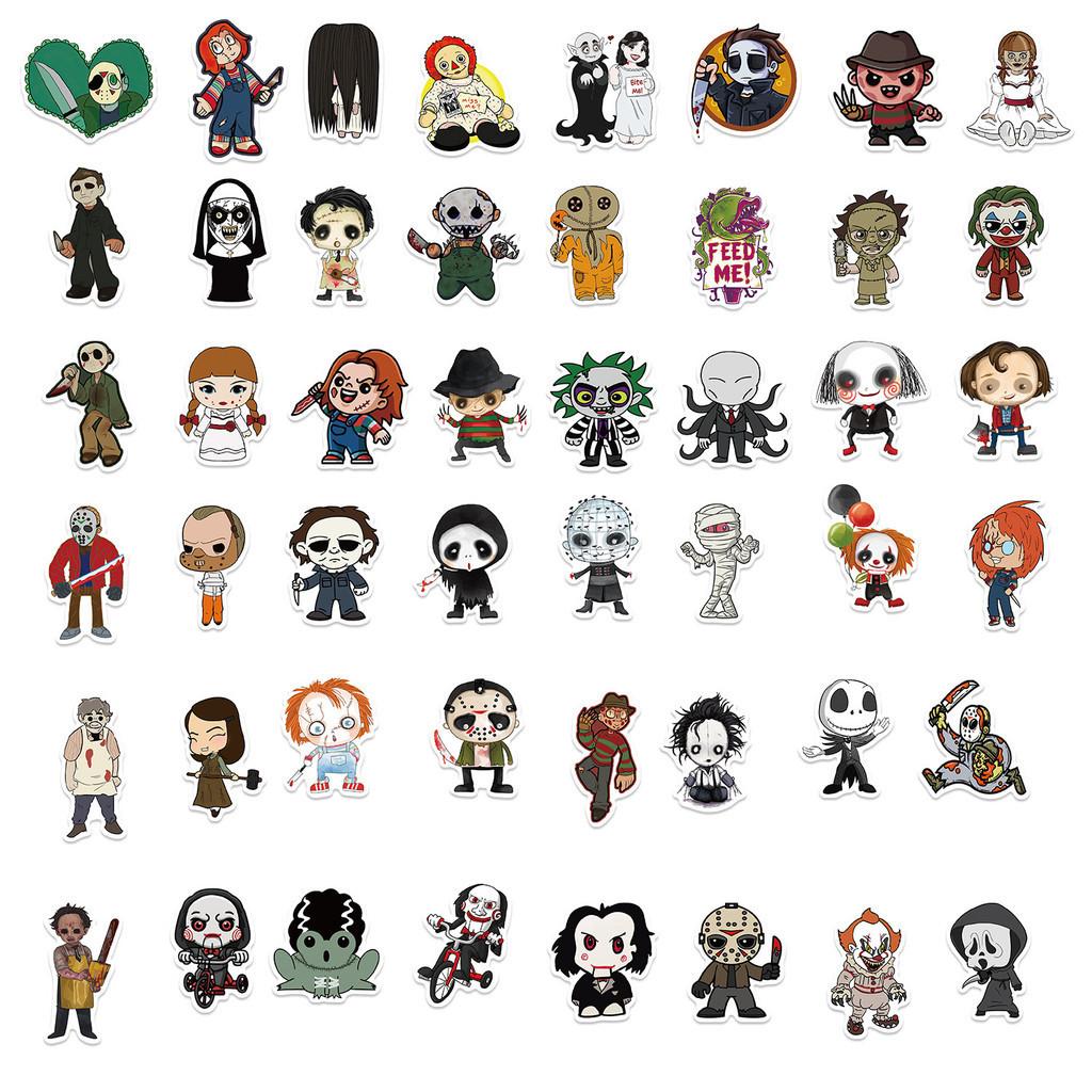 50qdiy Cute Style Horror Movie Character Stickers For Guitar Notebook Luggage Diy Waterproof Decals Wholesale