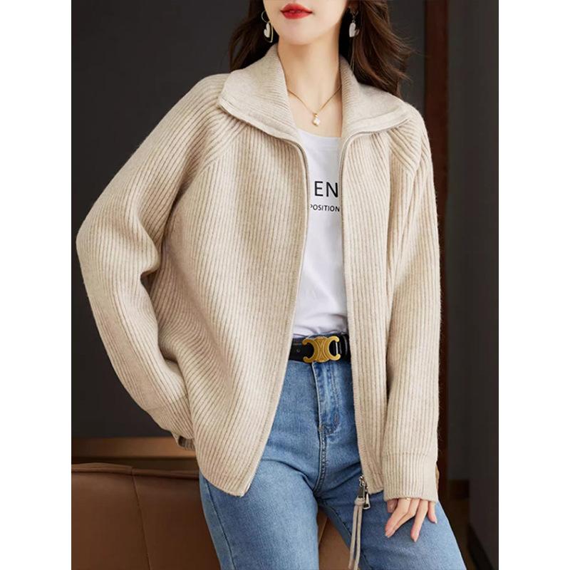 Knitted Jacket for Women In Autumn Early Spring Zippered Tops Fashionable Jacket