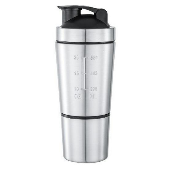 304 Edelstahl Shaker Becher mit Aufbewahrungsschicht - Doppelseitiger Protein Mixer für Sport und Fitness