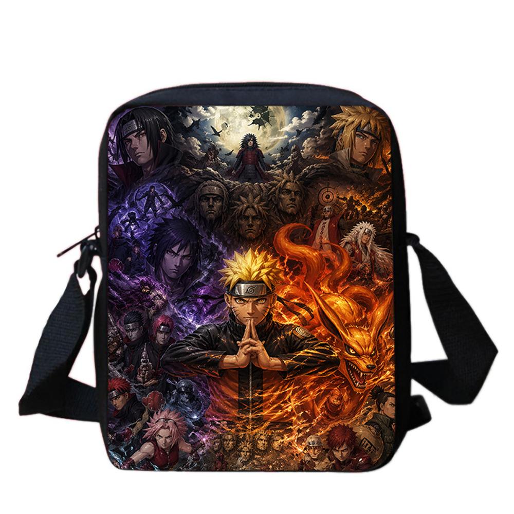 NARUTO Anime Kids Crossbody Bag,Lightweight&Durable, Adjustable Straps,Secure Zipper,for School & Daily Use,for Boys&Girls 6-10