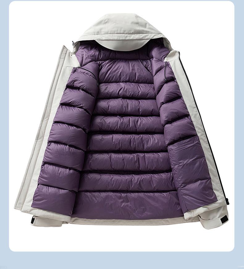 Men's Windproof Waterproof Down Jacket: Teen Casual Hooded Solid Color Outerwear for Autumn and Winter