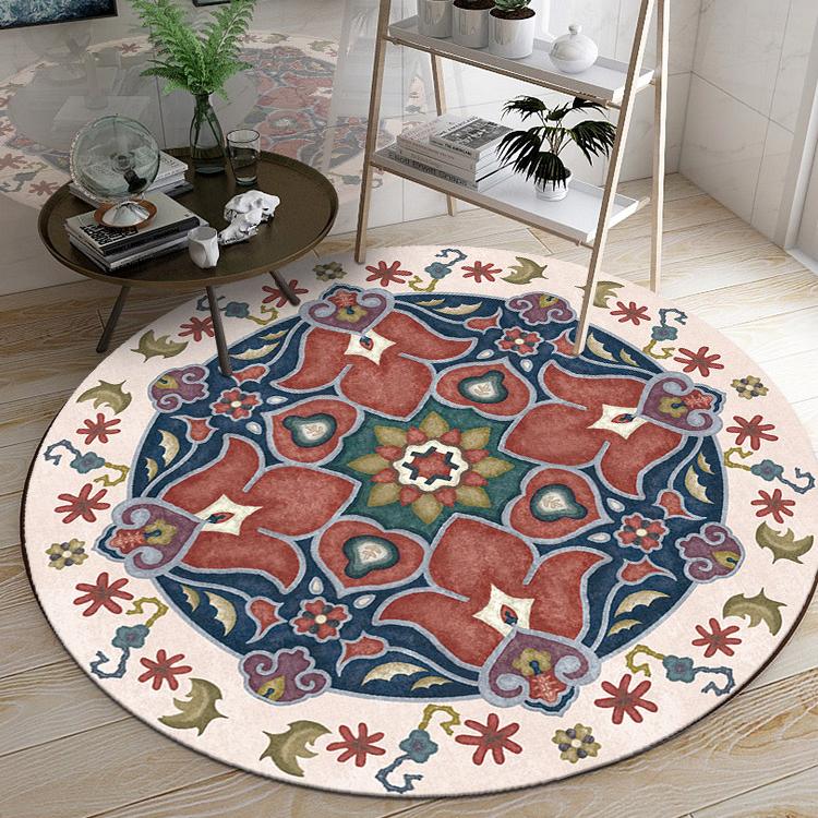 Moroccan Style Living Room Decoration Round Carpet Large Area Rugs for Bedroom Home Rocking Chair Floor Mat Washable Lounge Rug