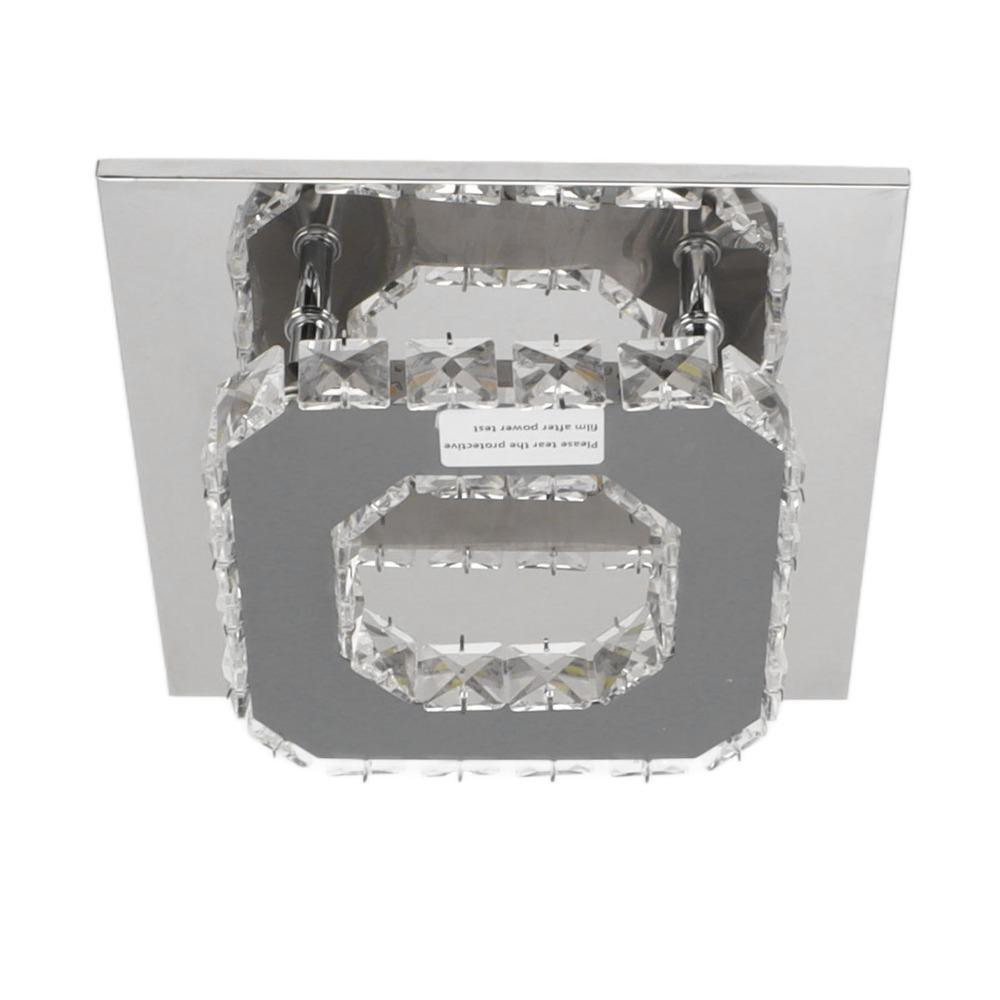 Faux Crystal Chandelier 3 Color Temperature Crystal Ceiling Light Modern Flush Mount Light Hallway