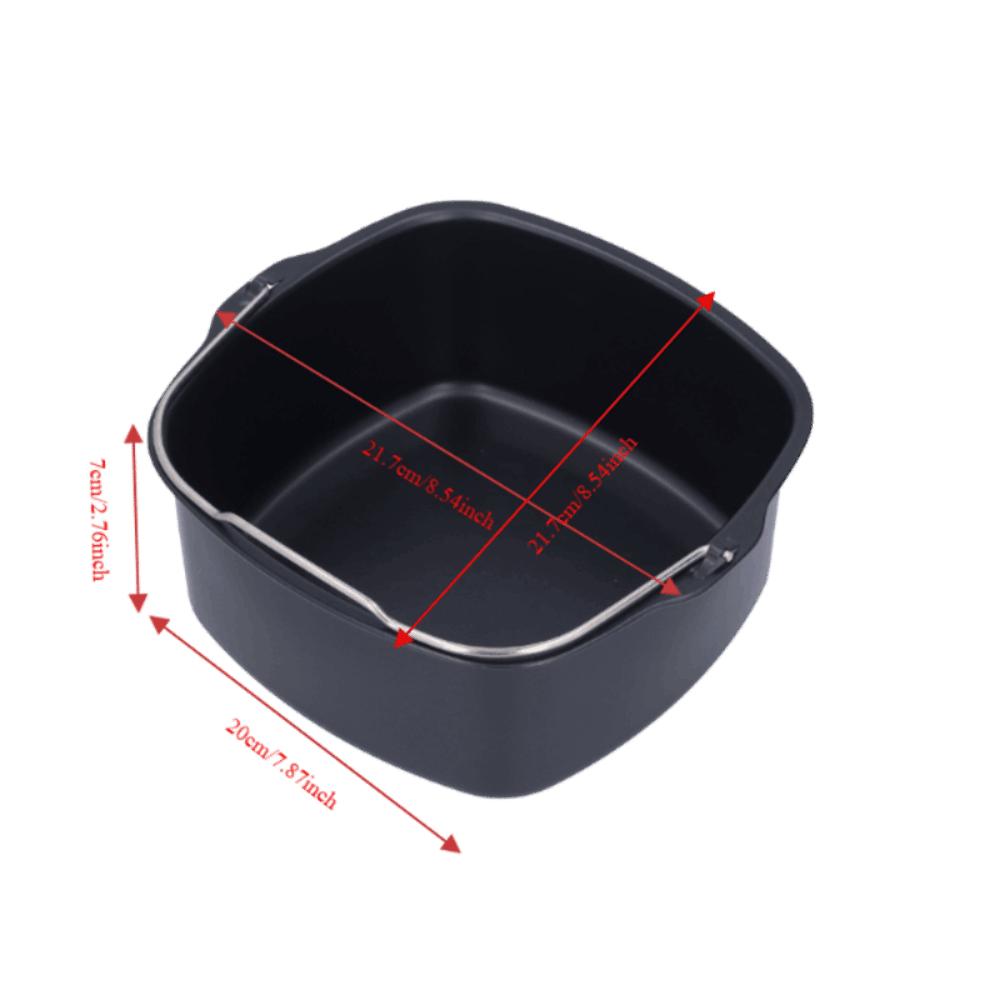 Iron Air Fryer Baking Pan Dishwasher Safe Stainless Steel Handle Cake Mold Non-Stick Food Grade Square Air Fryer Pan Microwave