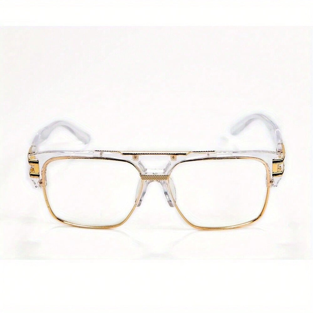 Vintage Meets Cool | Men's Metal Frame Clear Sunglasses – Hip-Hop Design