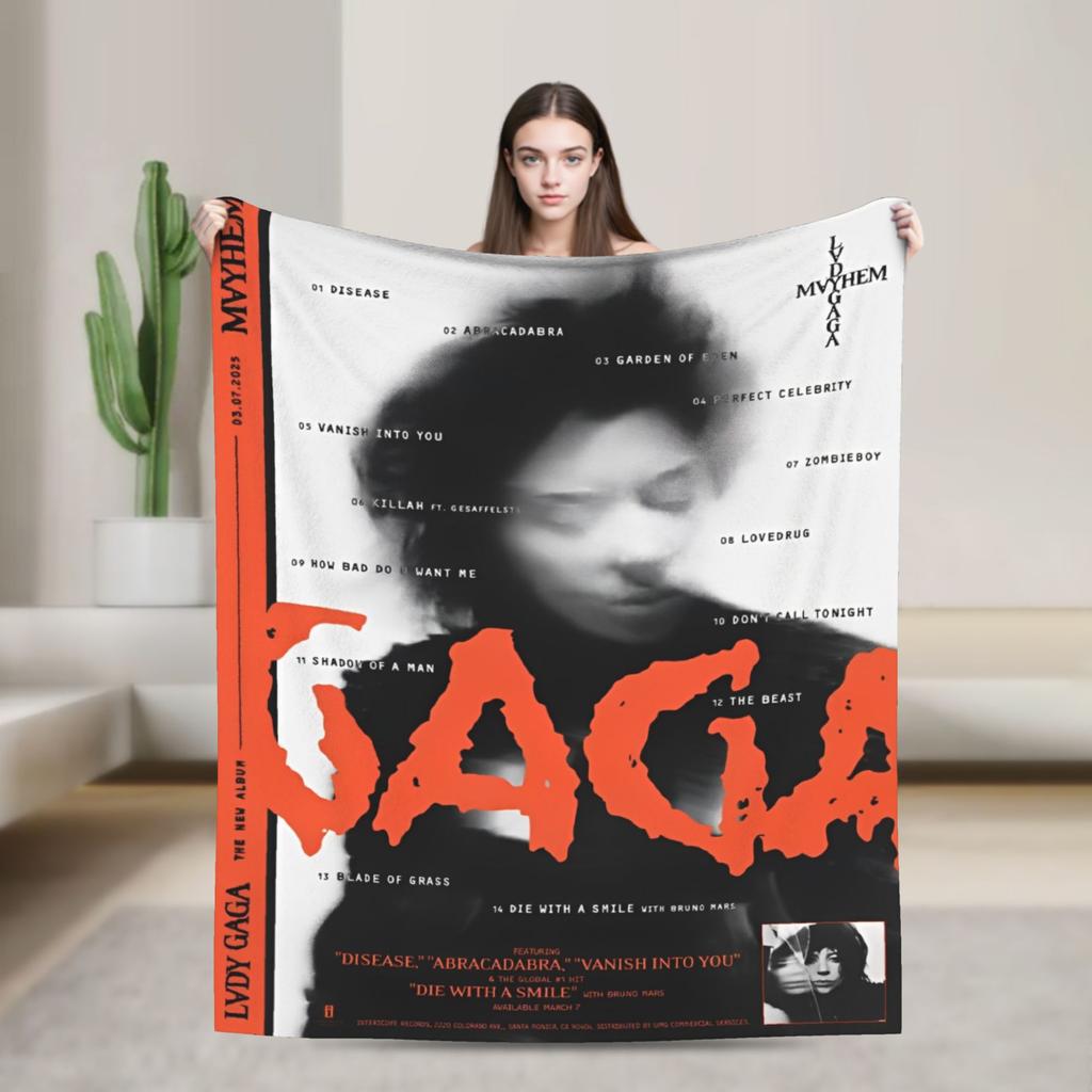 Lady Gaga Mayhem 2025 Album Print Blanket For Men Women Warm Cozy Fluffy Throw Blankets for Bed 50x60 Inches Multiple Sizes