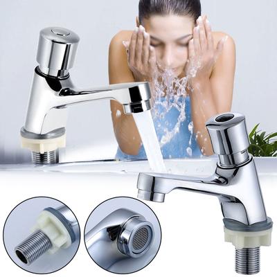 Bathroom Sink Tap Time Delay Faucet Brass Bathroom Basin Cold Tap for Home Kitchen Hotel Use