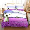 Lavender Bedding Duvet Cover +pillowcases Pastoral Village Purple/ Field Comforter Cover Sets 2/3 Pcs Microfiber Bed Set King