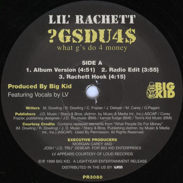

12inch Record LIL RACHETT - gsdu4$ (What G s Do 4 Money) PR3080 BIG KID 1999 US Rap & Hip-Hop/R&B Used