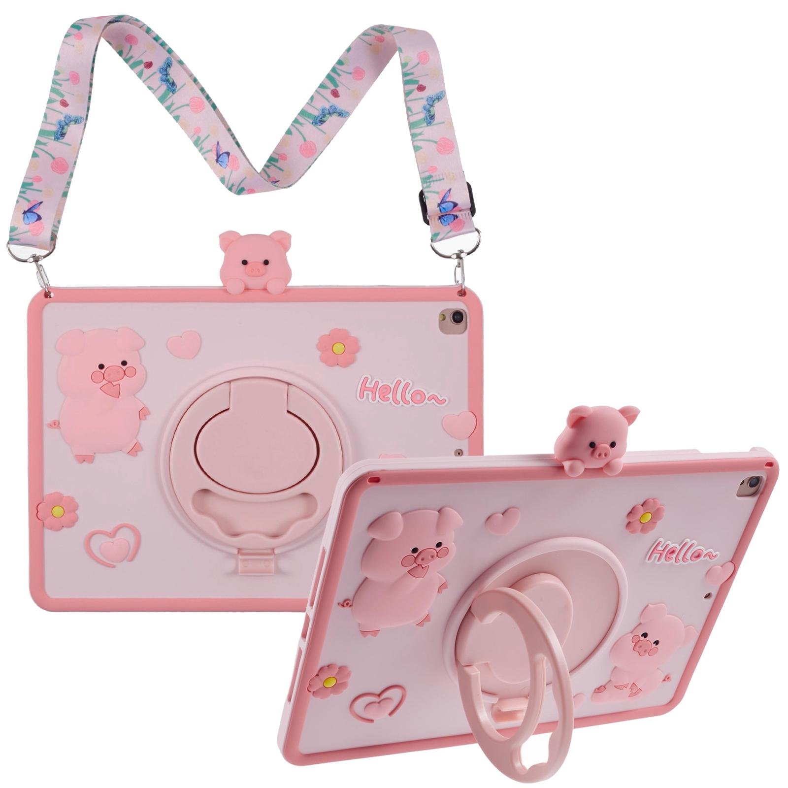 

Silicone Case for iPad 10.2 (2021)/(2020)/(2019)/iPad Air 10.5 inch (2019)/Pro 10.5-inch (2017) Kickstand Cover with Strap A