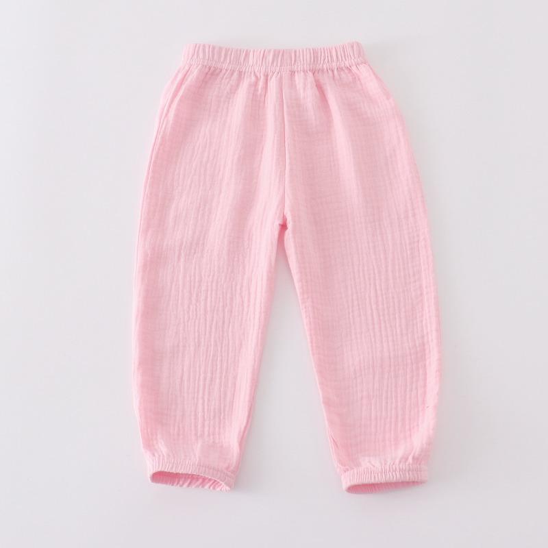 Summer Children Pants Casual Girls Boys Linen Solid Color Loose Pleated Pant Trousers Hight Waist Harem