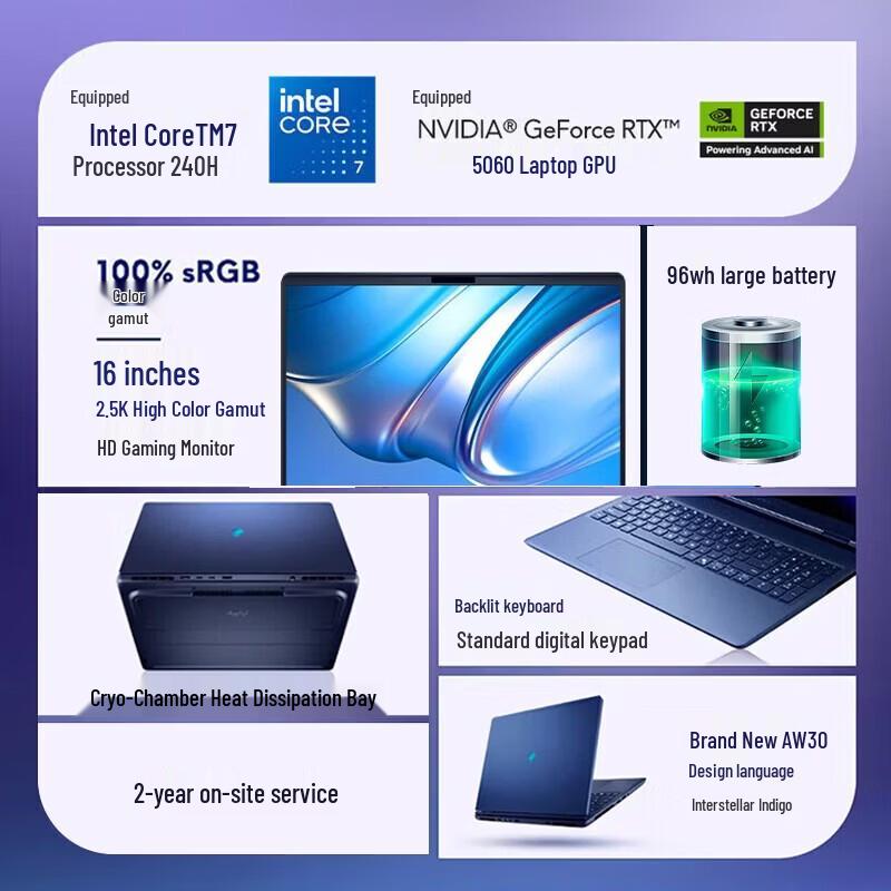 Dell 16-inch 2.5K High-Performance AI Laptop (Core 7-240H, RTX 5060) (CN version)