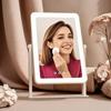 2025 Latest Rechargeable Actress Tabletop Lighted Makeup Hollywood Mirror 10x LED Three Color Lighting Stepless Adjustable Rotation USB Popular