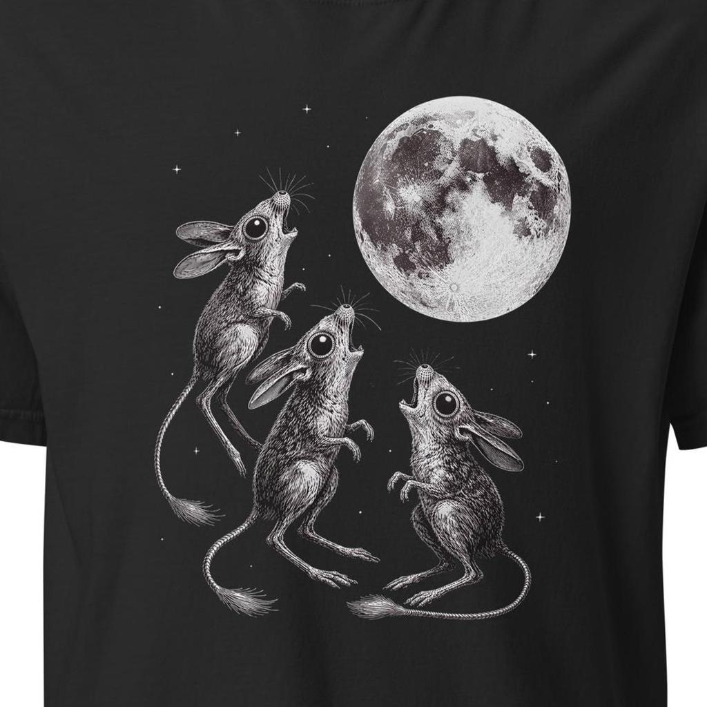 Jerboa Howling To Moon Shirt, Vintage Engraving Tee, Mystical Desert Animal T-Shirt, Moonlight Jerboa Graphic Tee, Cottagecore Shirt