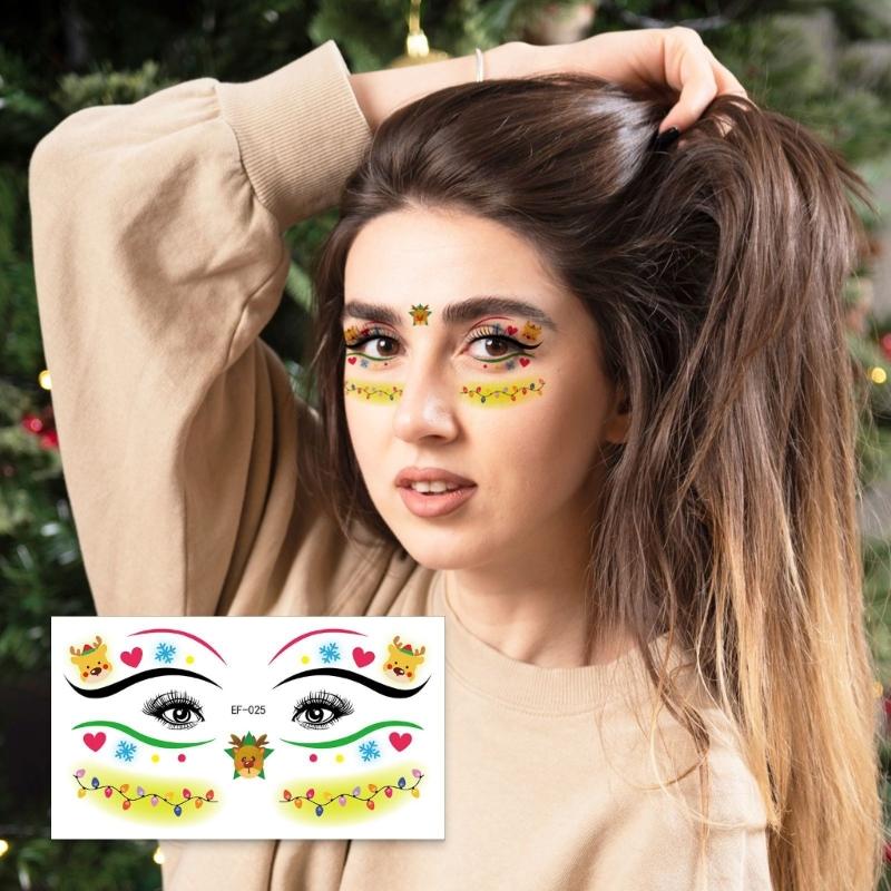 30 Efficient Skin Safe Face Decal for Christmas Parties Makeup Eye Cheek Art Temporary Body Sticker