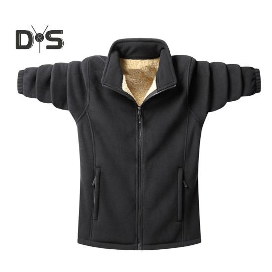 

Мужской кардиган, куртка с лацканами, длинный рукав, флисовое однотонное пальто с карманами, застежка-молния, осенне-зимняя утепленная верхняя одежда M чёрный