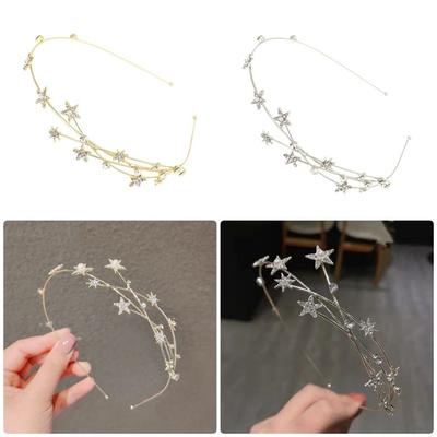 1 Pièce Bandeau Métal Étoile Feuilles Perle Papillon Strass Étoile Femmes Bandeau Cheveux Anneau Cheveux Creux Accessoires Cheveux