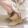 Sheepskin version~ pointed cat heel fold pile boots women's autumn and winter new fashion casual western boots versatile short boots