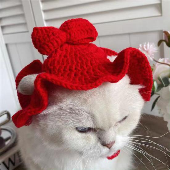 Cat Hat Pets Knitted Cosplay Hat Halloween Christmas Party Costume Headwear Dress-up Accessories for Puppy Cat Kitten