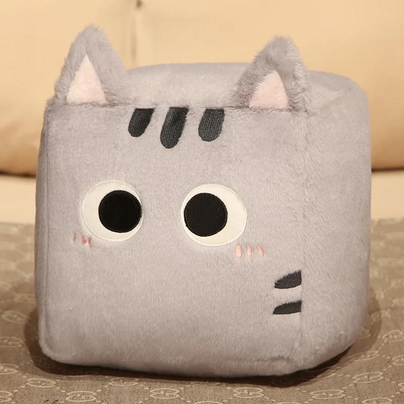 20cm Quadratische Katze Plüschkissen Niedliche Große Augen Schwarzes Kätzchen Stofftier Weiches Kissen Sofa Schlafzimmer Dekoration Geschenke 20cm