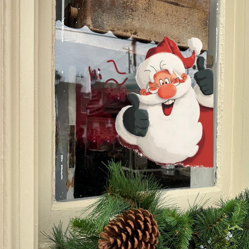 Decorazione Domestica Personalizzata Babbo Natale Adesivi Antistatici per Vetri di Porte e Finestre