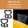 Grocery Bag Carrier with Plastic Storage Box, 2 Pack Grocery Bag Holder for Plastic Bags, Holds 100lbs, Heavy Duty Carry Handle, Comfortable Grip to