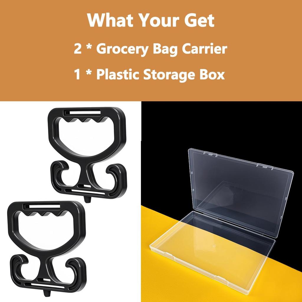Grocery Bag Carrier with Plastic Storage Box, 2 Pack Grocery Bag Holder for Plastic Bags, Holds 100lbs, Heavy Duty Carry Handle, Comfortable Grip to