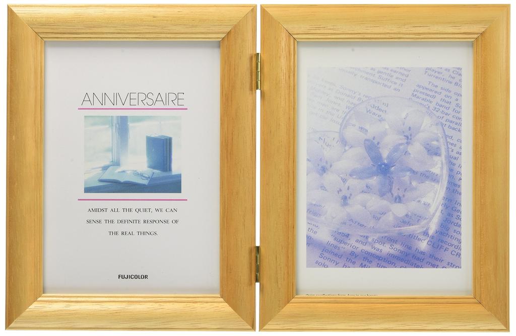 FUJICOLOR Photo Frame 510TK Moku L Wooden Beige 49377 2-sided