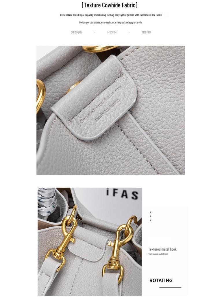 Genuine Leather Large Capacity Vegetable Basket Bag 2024 - High-End Women's Shoulder Crossbody Handbag