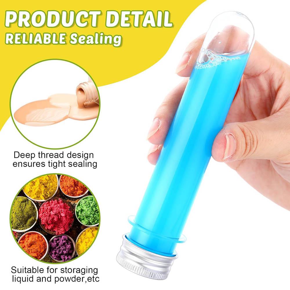 10/20/40pcs Clear Flat Plastic Test Tubes with Screw Cap Candy Food Empty Bottle Containers for Wedding Party Decor Home Storage