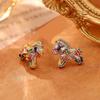 Rhinestone New Year Pony Jewelry Set Copper Vintage Zircon Earrings Necklace  Girls