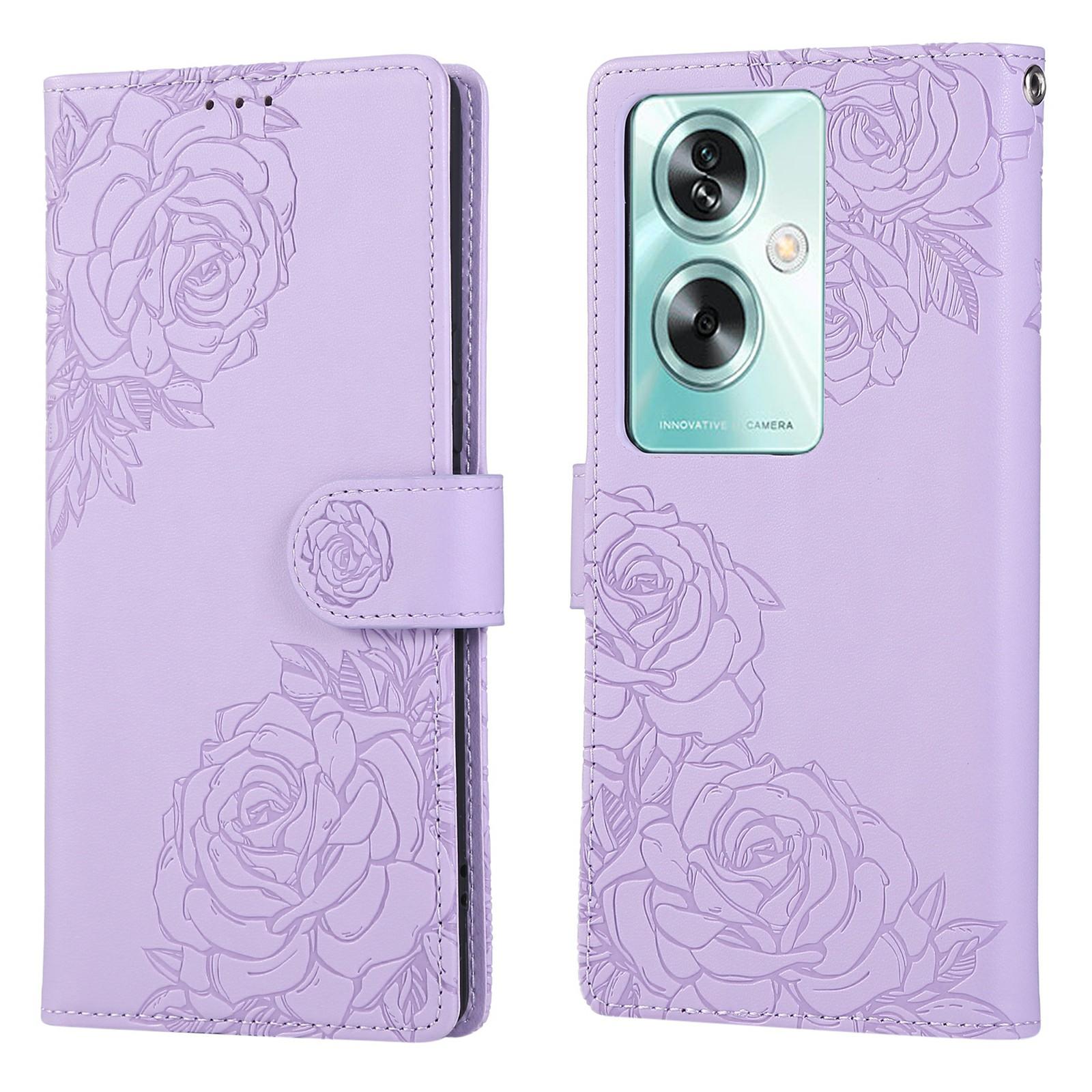 

Чохол з PU шкіри для Oppo A79 5G/A2 5G/A1S/OnePlus Nord N30 SE 5G з гаманцем та квіткою троянди, 3 слоти для карток Light Purple