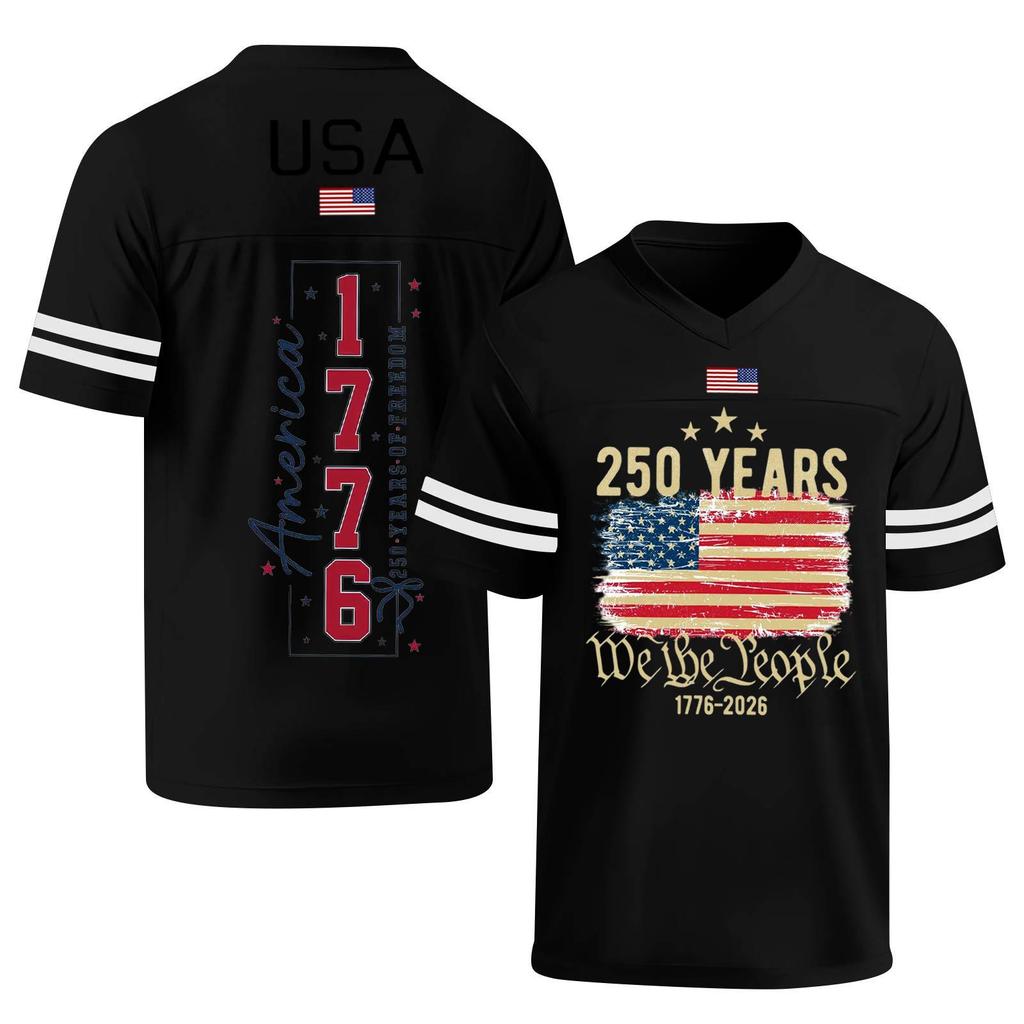 Women's Casual Fashion V-Neck Sports Independence Day Print Short Sleeve Sports T-Shirt Top