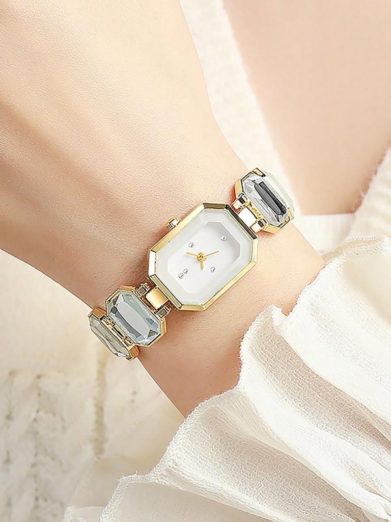 Women Square Watch Luxury Stainless Steel Water Diamond Quartz Movement Fashion Bracelet Clock Rose Gold Ladies Watches