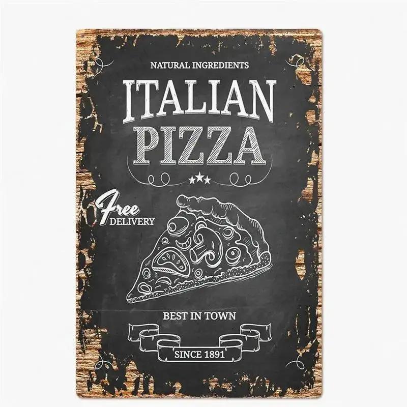 Great Food Vintage Metal Signs Pizza Zone Plaque Pub Bar Home Decoration Best Homemade Posters Italian Pizza Wall Art Plate