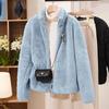 Women's Double-Sided Thick Fleece Jacket, Warm Coral Polar Fleece, Stand Collar, Plus Size, Perfect for Autumn and Winter.