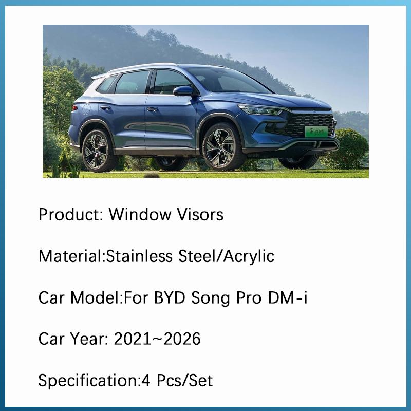 Car Window Visors For BYD Song Pro DM-i DM 2021 2022 2023 2024 2025 2026 Waterproof Wind Sun Rain Visors Shades Auto Accessories