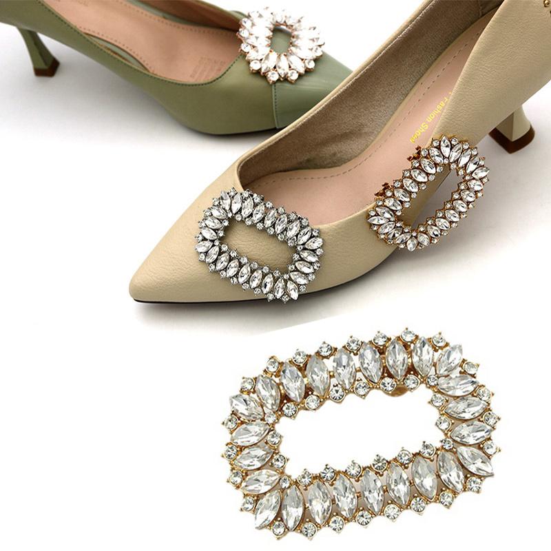1 Pair Lady Shoe Clips Wedding Bride Shoes Decoration Women High Heel Charms Jewelry Shoes Rhinestones Crystal Decoration
