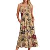 Women's Long Beach Casual Elegant Spaghetti Strap Maxi Dress Stitching Low-key Flowing Bohemian Dress
