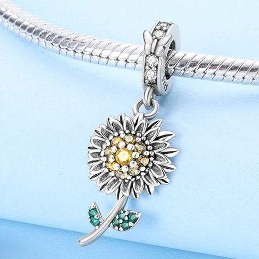 Copper Metal Charm Bead Component Authentic Original Sunflower Pendant Bead Component Designed For Woman Compatible With Bracelet High Quality Fine