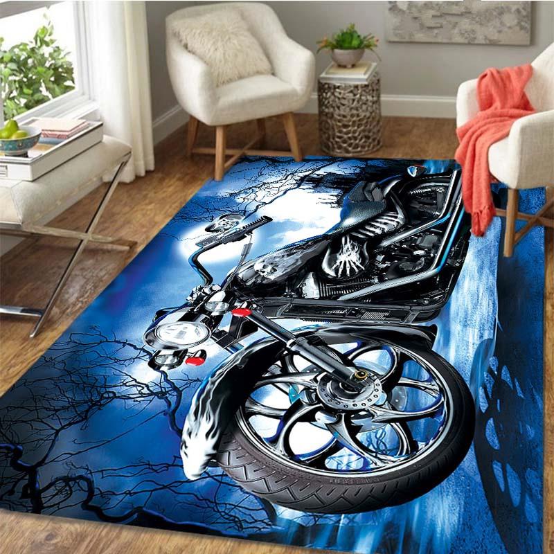 Retro Motorcycle Area Rug Carpet Moto Fans Non-slip Large Door Step Mat Bathmat for Living Room Bedroom Entrance Home Decoration