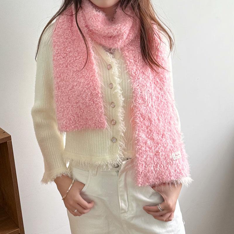 Bright Color Knitted Scarf and Hat Set - Solid Winter Warm 2-Piece for Women