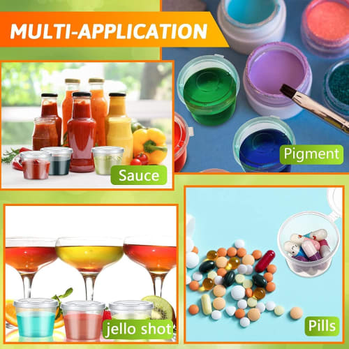 200-Piece PP Injection-Molded One-Piece Dressing Containers, Thickened, Leak-Resistant, Disposable, with Hinged Lids, Soy Sauce Dispensers, Mini Condi