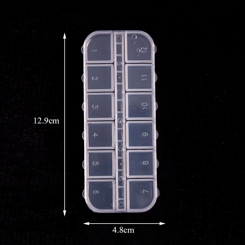 Nail Art Jewelry Storage Box: 12-Grid & 6-Grid, Transparent, Removable, Round & Square Divided Multifunctional Tool Organizer