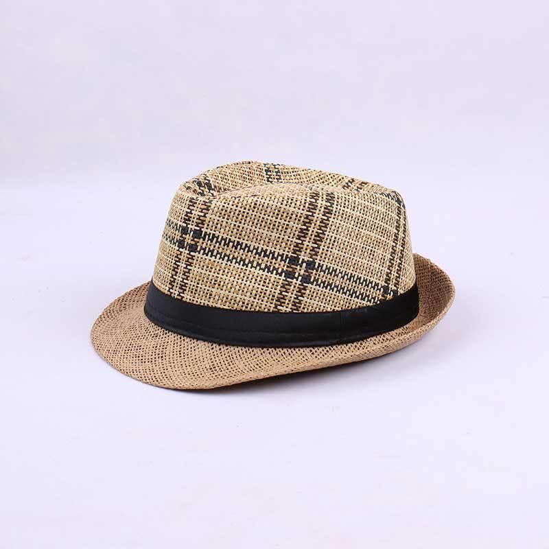 Men's Summer Visor Hat, Old Man's Hat, Plaid and Tricolor Grass Top Hat