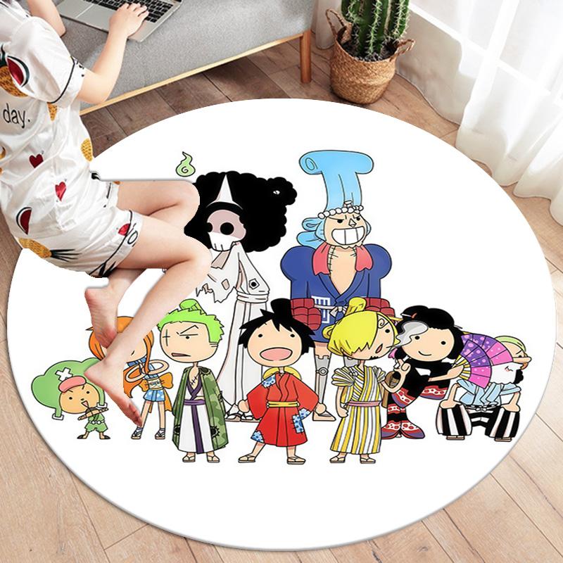 One Piece Logo Round Area Rug Carpet Rug For Living Room Bedroom Sofa Playroom Decor Nonslip Floor Mat