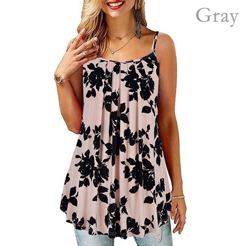 Damen Sommer T-Shirt Blumendruck Ärmellos Locker T-Shirt Lässig Übergroß Mode S-6XL