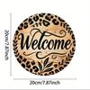 Vintage Metal Wall Art Leopard Print Round Wreath Sign Home Decor Gift