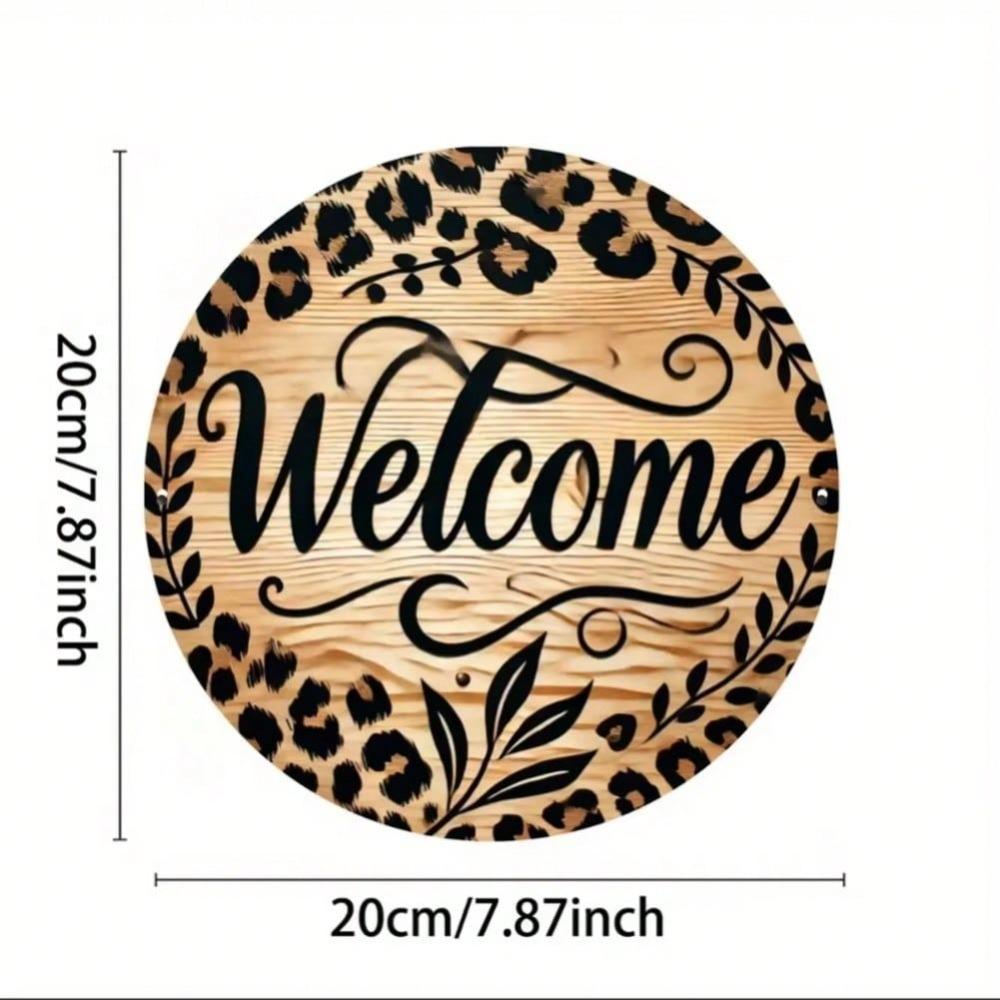 Vintage Metal Wall Art Leopard Print Round Wreath Sign Home Decor Gift
